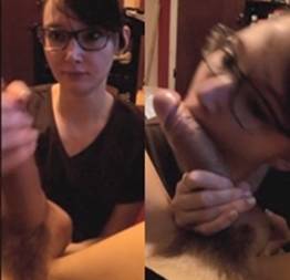 Novinha safadinha nerd boqueteira em beijo grego no namorado safado